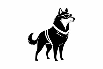 North american dog silhouette black vector illustration 