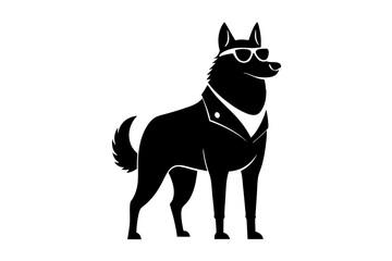 North american dog silhouette black vector illustration 