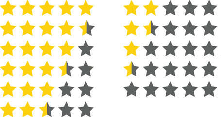 Rating stars golden yellow set vector image, 5 stars review
