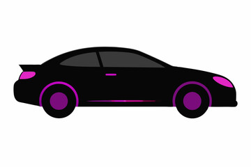 Purple toy car silhouette black vector art illustration