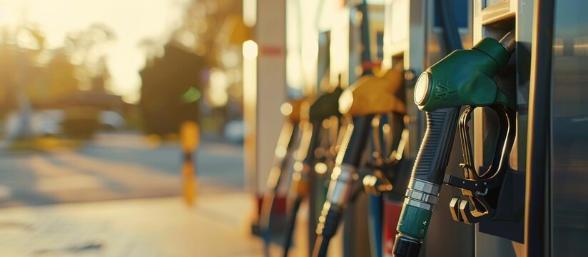 Fuel petrol pump nozzle with blurred background
