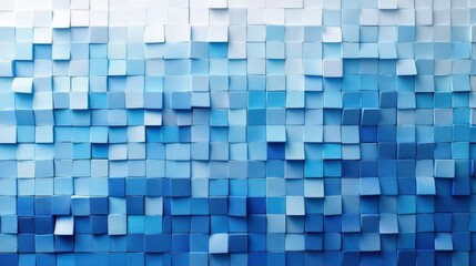Abstract grid of squares varying shades of blue isolated white background
