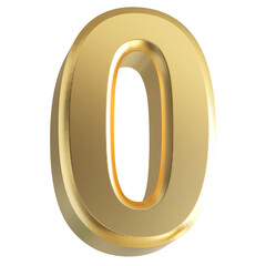 Gold 3D Number 0