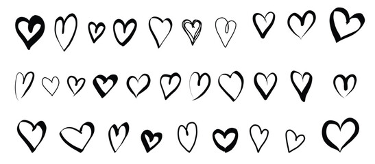 Hand drawn hearts vector collection