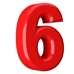 Red 3D Number 6