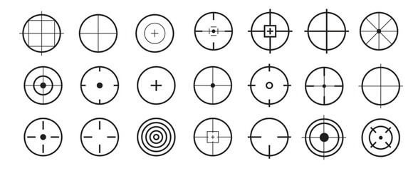 Green target line vector icon set