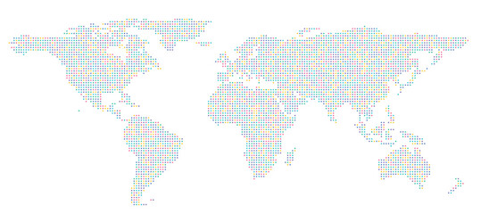 Flat dot wold map on white background