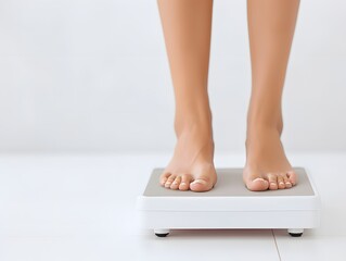 Woman standing on the weight scale
