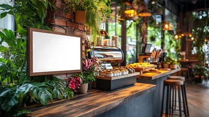 A blank rectangular store signage design mockup, isolated and made from wood, firmly attached to the wall outside. Ideal for a restaurant logo presentation