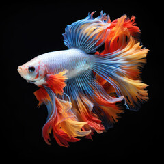 Fototapeta premium Colorful Siamese fish on a black background