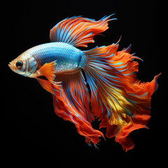 Fototapeta premium Colorful Siamese fish on a black background
