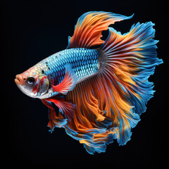 Fototapeta premium Colorful Siamese fish on a black background