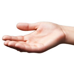 A close-up view of an open hand, symbolizing invitation, help, or generosity. Perfect for concepts of support and assistance. transparent background