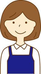エプロンをつけた笑顔の女性
