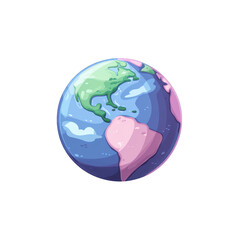 A colorful globe illustration showcasing the continents and oceans, perfect for educational and environmental themes. transparent background