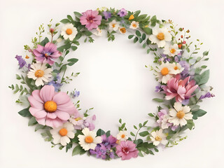 ne oval frames with flowers and  leaves in on a round stock circle