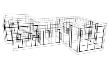 house building sketch architecture 3d illustration