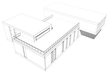 house building sketch architecture 3d illustration