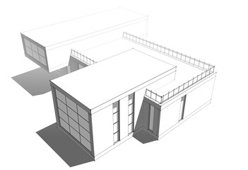 house building sketch architecture 3d illustration