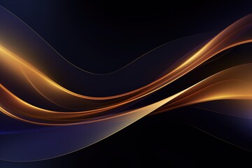 Naklejka premium Abstract background with golden waves on black.