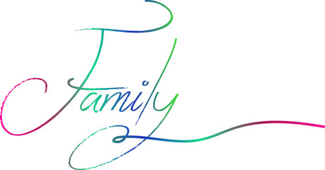 Family. Vector typography text. Inscription for home design, doormat, card, poster, banner, t-shirt. Hand drawn modern calligraphy text, Family - custom calligraphy text
