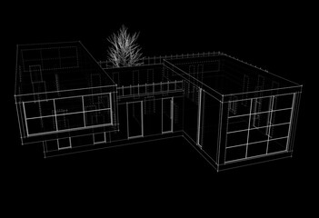 house building sketch architecture 3d illustration