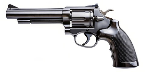 Isolated modern black firearm revolver pistol gun, revolver, gun, firearm, weapon, isolated, black, modern, handgun, pistol