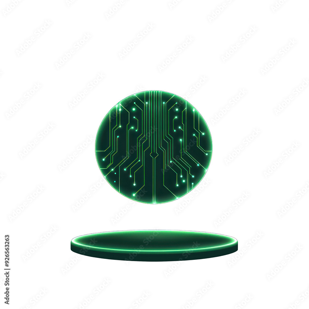 Poster a futuristic green circuit board design, symbolizing advanced technology and innovation in digital n