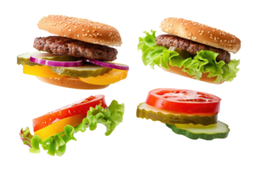 fresh hamburger isolated on white or transparent png