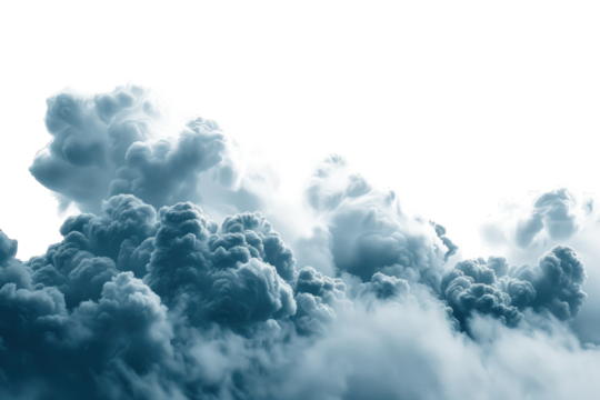 dark thunderstorm clouds isolated on white or transparent png