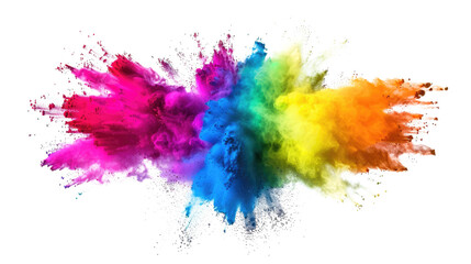 Fototapeta premium rainbow colored pulver explosion isolated on white or transparent png