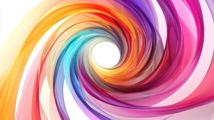 Obraz premium Abstract spiral design vibrant rainbow colors empty white background