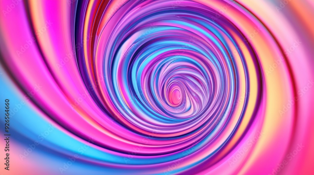 Poster dynamic spiral pattern vibrant neon colors abstract design empty white background