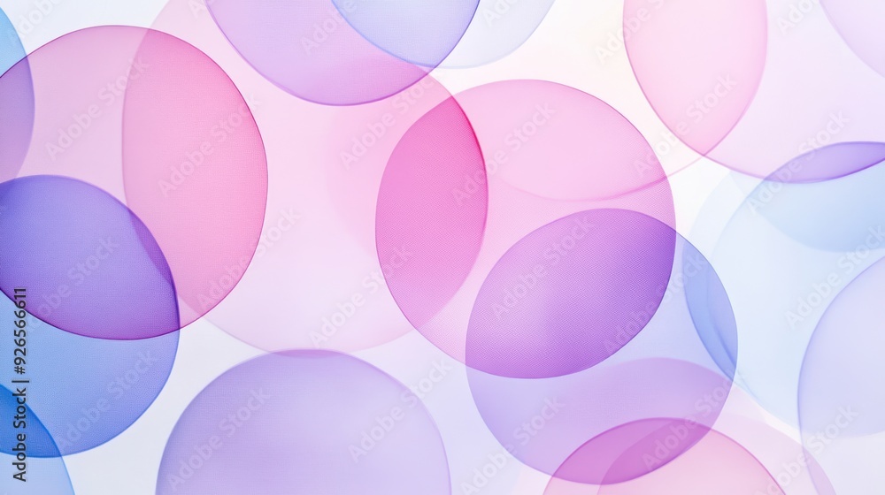 Aufkleber abstract pattern of overlapping circles pastel pinks and purples empty white background
