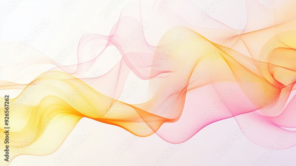Aufkleber abstract flowing lines soft pink and yellow gradient empty white background