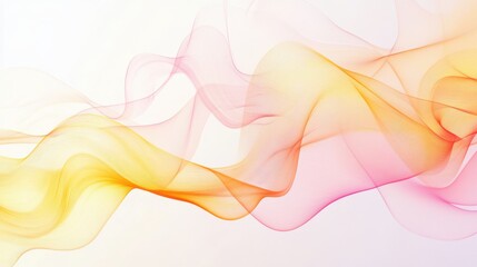 Fototapeta premium Abstract flowing lines soft pink and yellow gradient empty white background