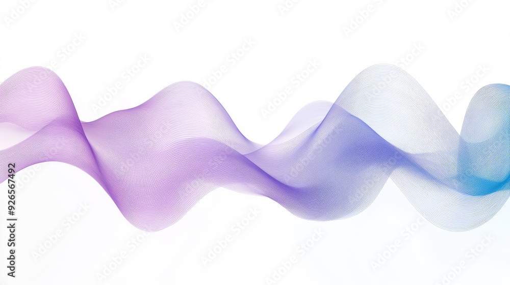 Poster gradient wave pattern soft purple to blue isolated white background