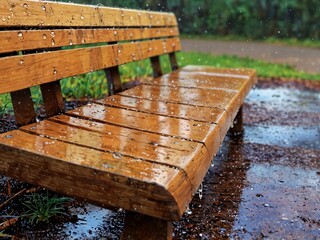 Fototapeta premium Rain-Soaked Bench