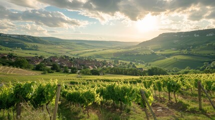 Obraz premium A valley of vineyards