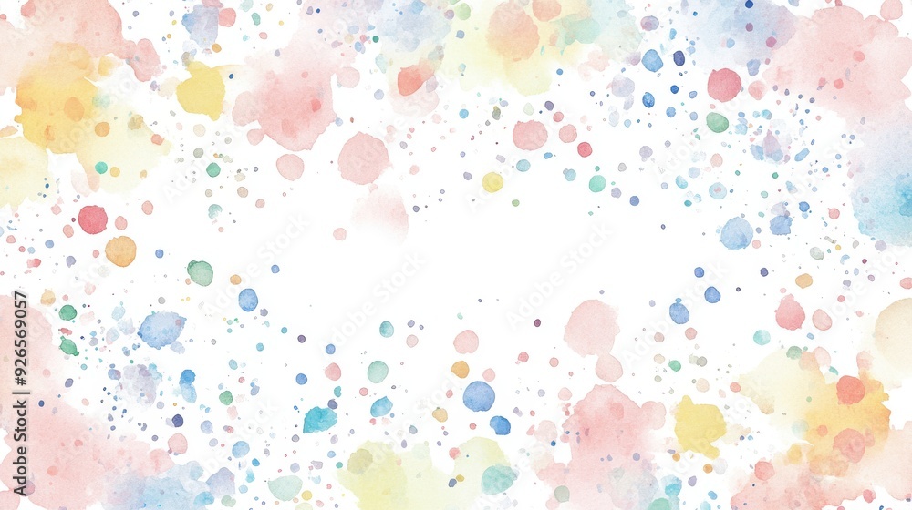 Poster watercolor splatters soft pastel colors random pattern empty white background