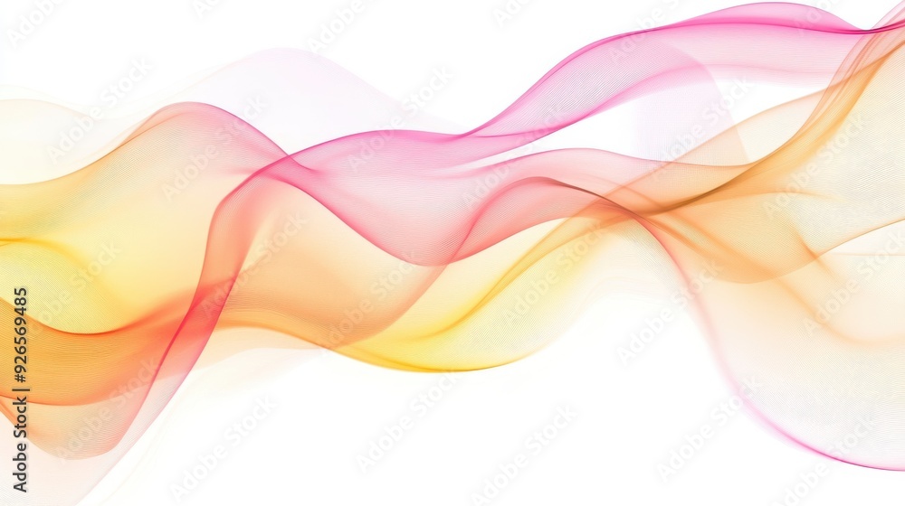 Aufkleber abstract flowing lines soft pink and yellow gradient empty white background