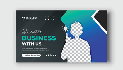 Creative business YouTube video thumbnail or social media web banner and corporate YouTube thumbnail design template	