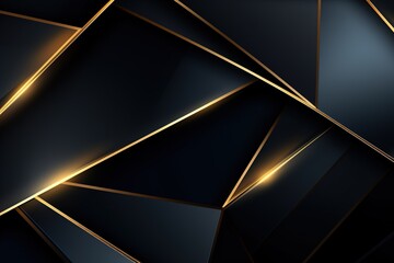 Abstract black and gold geometric background with glowing lines.