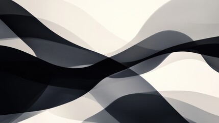 Abstract overlapping shapes shades of gray and black isolated white background