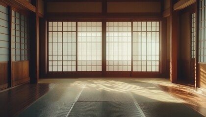 Serene Japanese Zen Room: Minimalist Tatami and Shoji Elegance. Traditional Aesthetic Meets Modern Luxury in 4K Visualization. Tranquil Ryokan-Inspired Design for High-End Resort Marketing, Artistic U