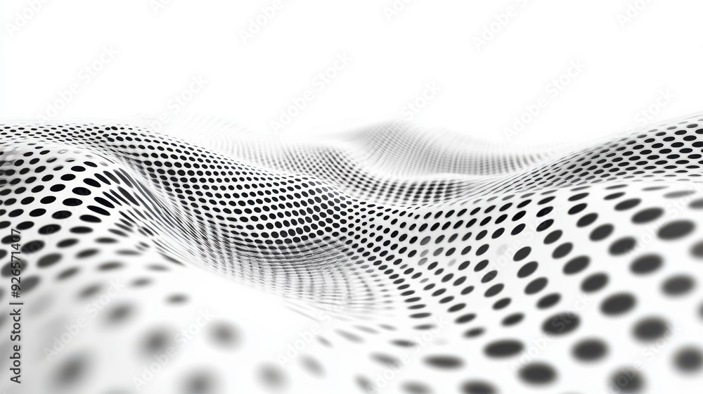 Poster abstract grid pattern connected dots monochromatic gray tones isolated white background