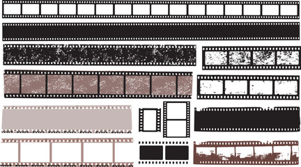 vector set of old retro reel cinema Film strip. editable camera roll effect design