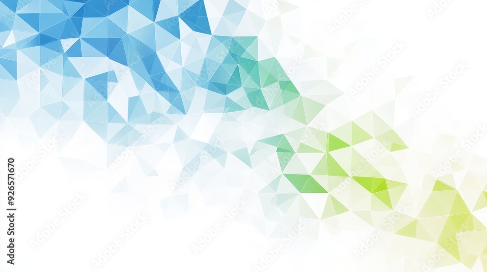 Poster geometric triangles gradient blue and green tones abstract design empty white background