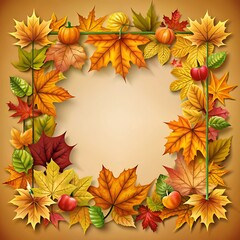 the autumn frame is a clipart in autumn objects enveloping the entire frame