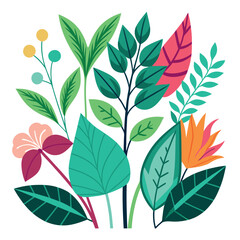 Fototapeta premium Lush Plants and Leaves Vector Design Illustration